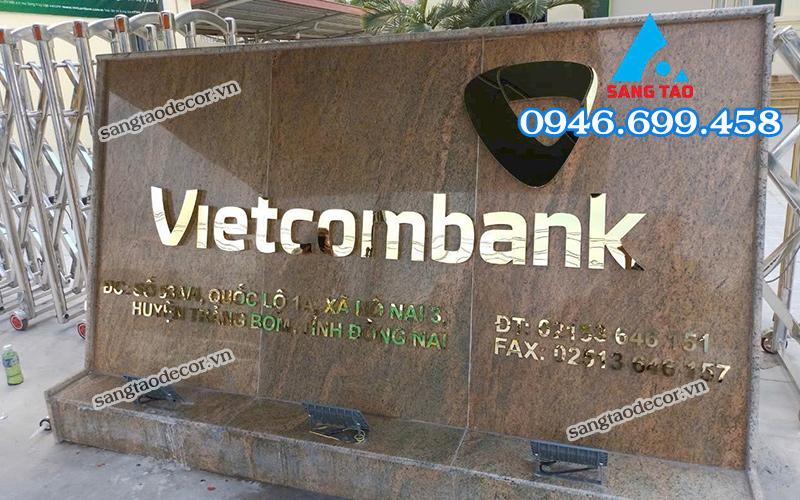 Gia công chữ inox ngân hàng Vietcombank chi nhánh Trảng Boom, Đồng Nai