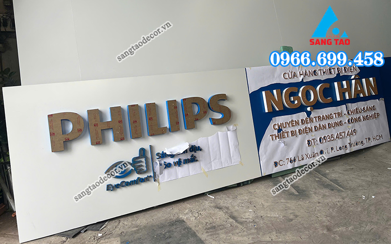 bảng hiệu alu cửa hàng điện philips