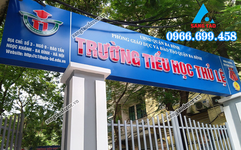 Mẫu bảng hiệu trường tiểu học Thủ Lên ở Bà Đình - Hà Nội