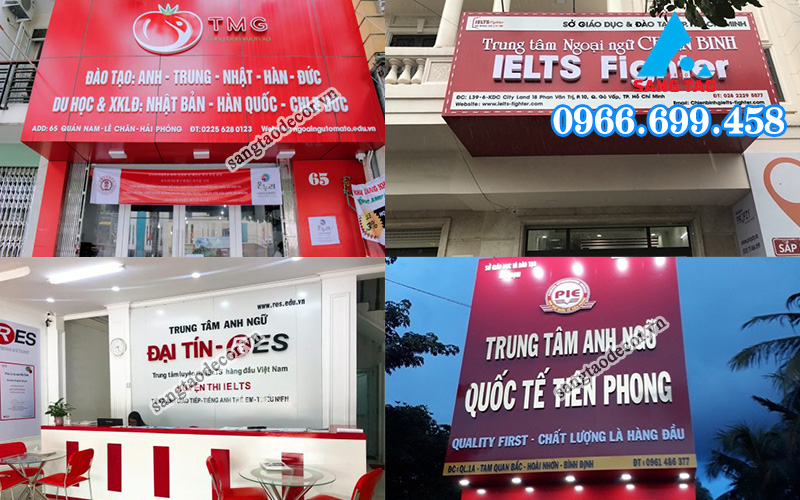 Mẫu bảng hiệu trường ngon ngữ tin học