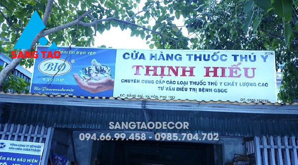 Thiết kế thi công bảng hiệu quảng cáo - Bảng hiệu cửa hàng thuốc thú y Thịnh Hiếu