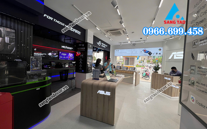 Thi công nội thất showroom trọn gói Phong Vũ Quận 3