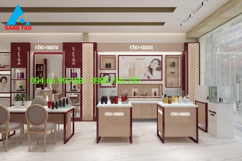 Thi công cửa hàng mỹ phẩm cần sắp xếp phù hợp với thương hiệu riêng