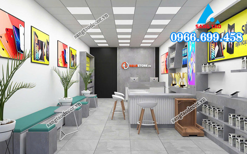 Dự án thi công nội thất showroom Halo Store Long An
