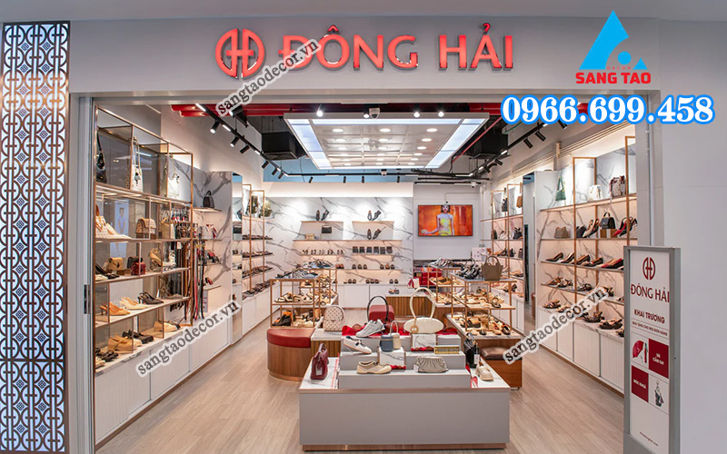 thi công shop giày dép sang trọng 