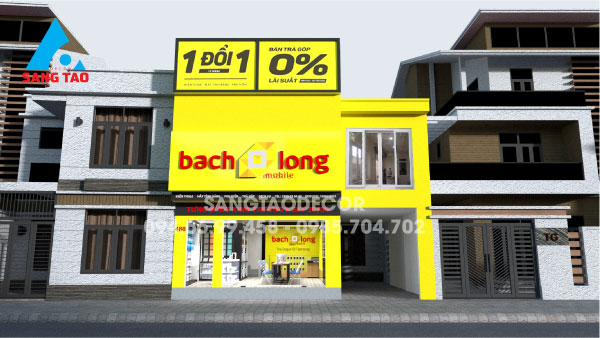 Dự án thiết kế thi công shop showroom chuỗi cửa hàng điện thoại Bạch Long Mobile