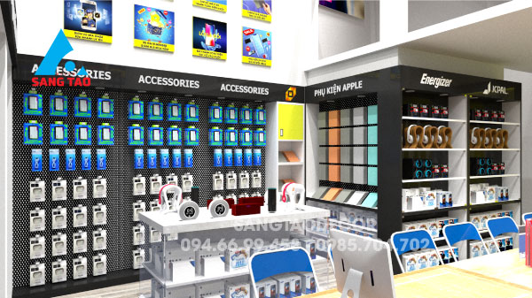 Dự án thiết kế thi công shop showroom chuỗi cửa hàng điện thoại Bạch Long Mobile