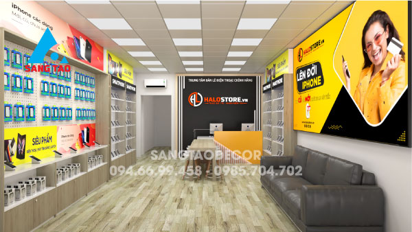 Dự án thiết kế thi công shop showroom điện thoại Halo Store Bình Phước