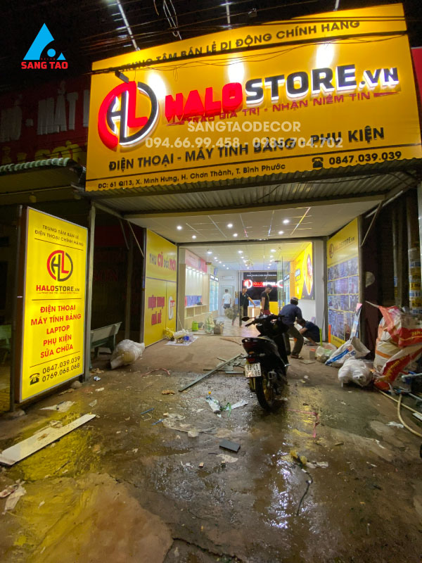 Dự án thiết kế thi công shop showroom điện thoại Halo Store Bình Phước