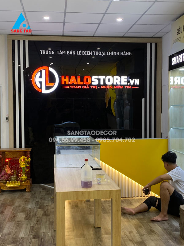 Dự án thiết kế thi công shop showroom điện thoại Halo Store Bình Phước