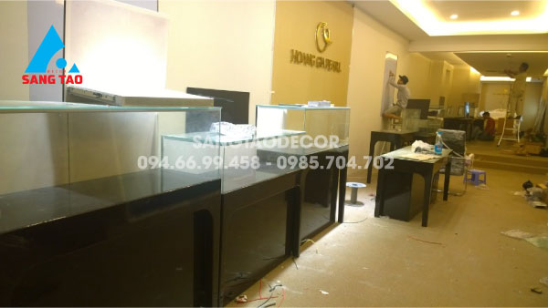 Dự án thiết kế thi công shop showroom nữ trang vàng bạc đá quý ngọc trai Hoàng Gia Pearl