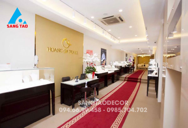 Dự án thiết kế thi công shop showroom nữ trang vàng bạc đá quý ngọc trai Hoàng Gia Pearl