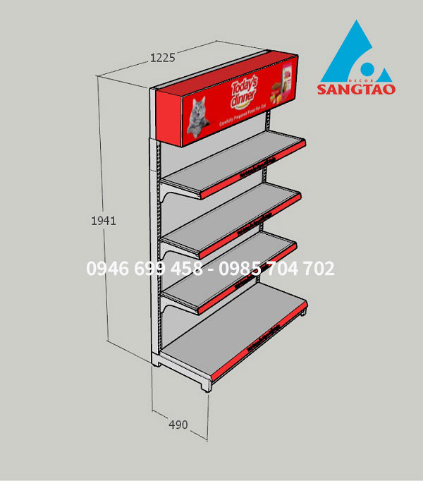 sản xuất quầy kệ thức ăn chó mèo