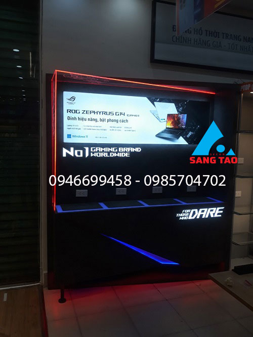 Quầy tủ kệ trưng bày laptop Asus