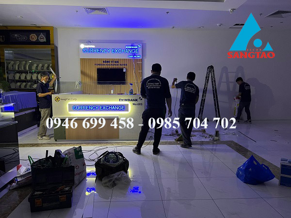 Thiết kế thi công quầy thu đổi ngoại tệ Sóng Việt
