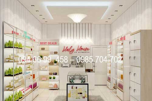 thiết kế thi công shop mỹ phẩm, thiết kế shop mỹ phẩm
