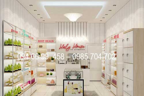 thiết kế thi công shop mỹ phẩm, thiết kế shop mỹ phẩm