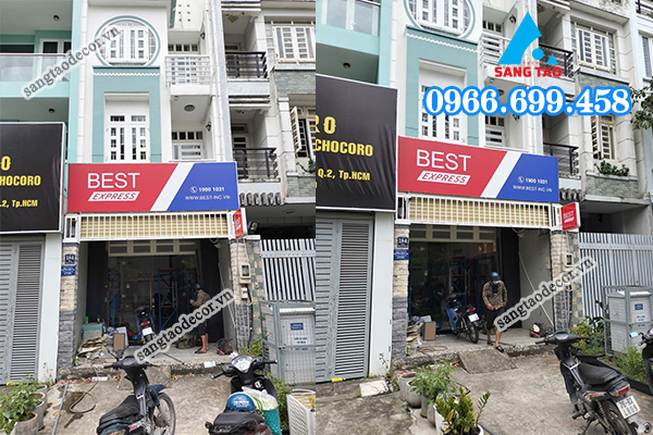 thiết kế thi công bảng hiệu bưu cục bình trị 
