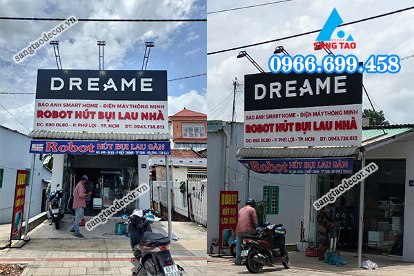 thiết kế bảng hiệu, thi công bảng hiệu cửa hàng Dreame phường Phú Lợi, TP. HCM