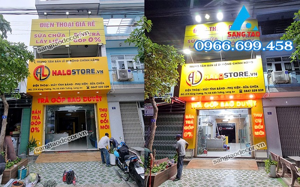 thiết kế thi công bảng hiệu halo mobile