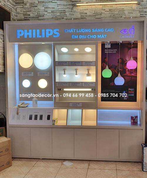 Tủ trưng bày thiết bị đèn điện Philips