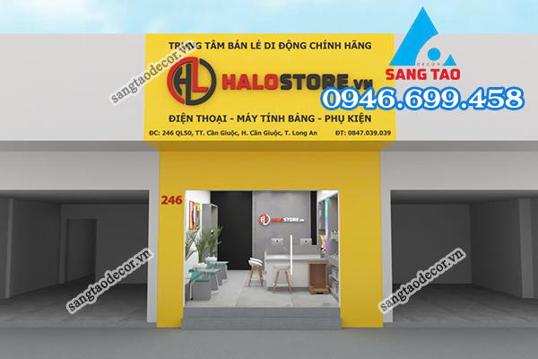 thiết kế thi công shop điện thoại Halo