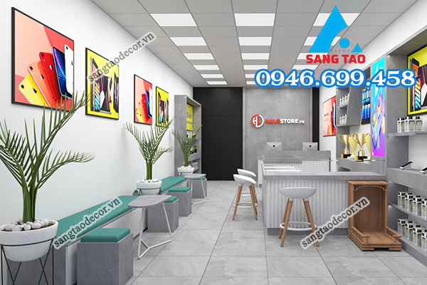 thiết kế thi công shop điện thoại Halo