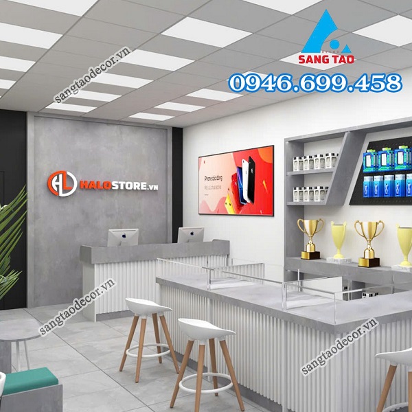 thiết kế thi công shop điện thoại Halo