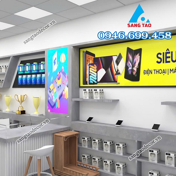 thiết kế thi công shop điện thoại Halo