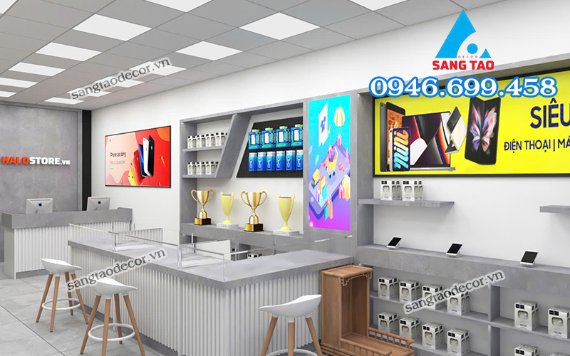 mẫu thiết kế thi công showroom điện thoại 