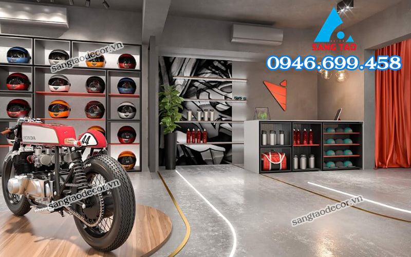 Mẫu thiết kế thi công showroom xe máy, head honda