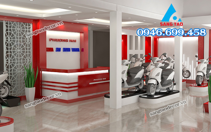 Mẫu thiết kế thi công showroom xe máy, head honda