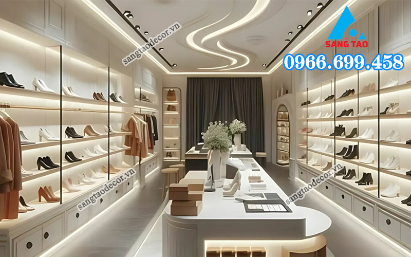 Mẫu trần thạch cao showroom giày 