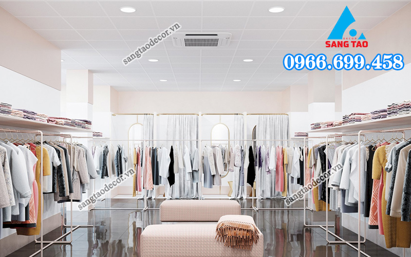 Trần thạch cao thả nổi cho showroom thời trang 