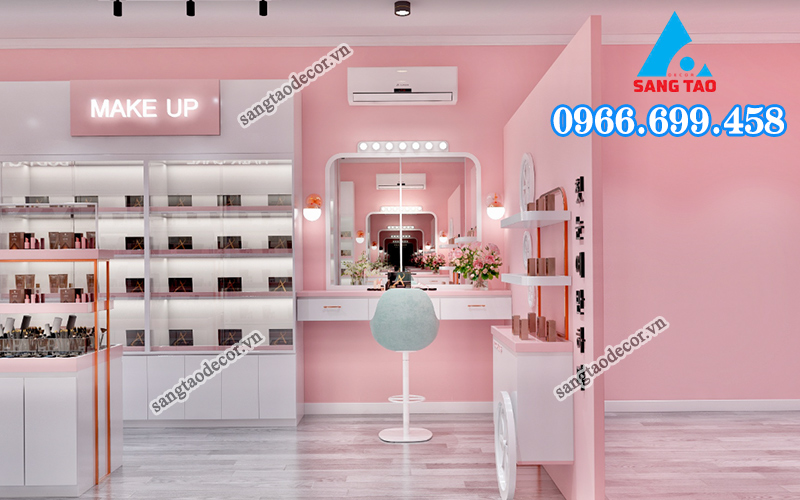 thi công shop mỹ phẩm cần vật liệu gì