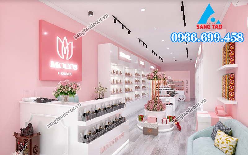 chọn vật liệu cho cửa hàng mỹ phẩm