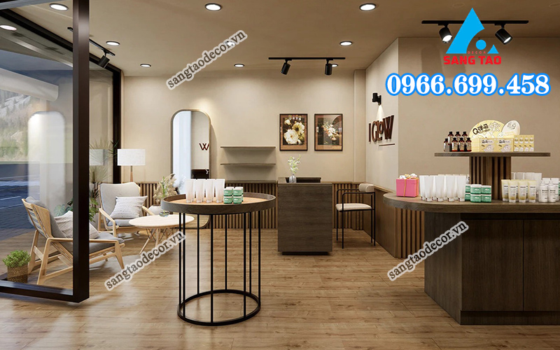 trang trí showroom mỹ phẩm