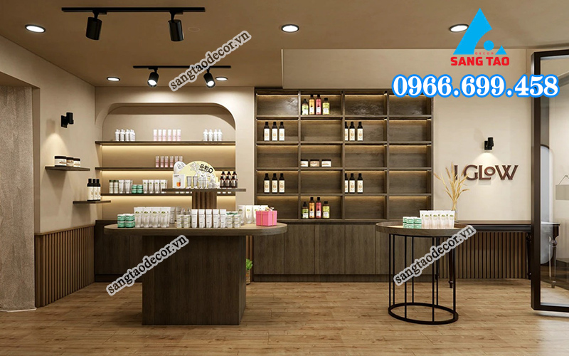 vật liệu trang trí shop mỹ phẩm