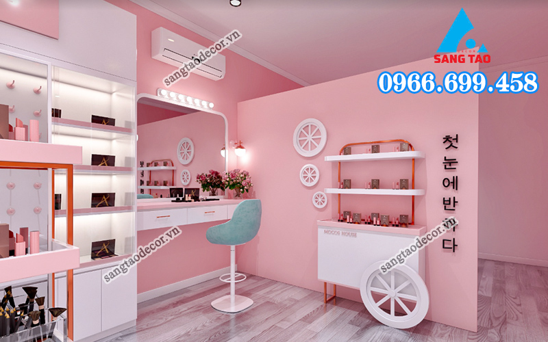 thi công shop mỹ phẩm cần vật liệu gì