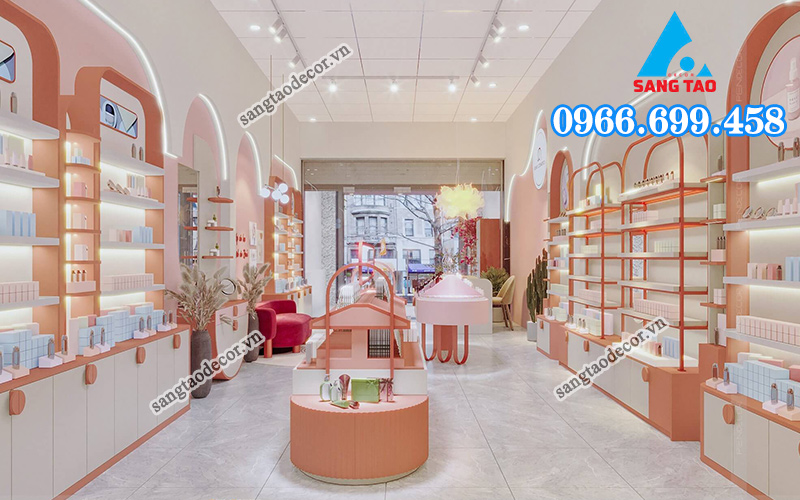 vật liệu làm showroom mỹ phẩm